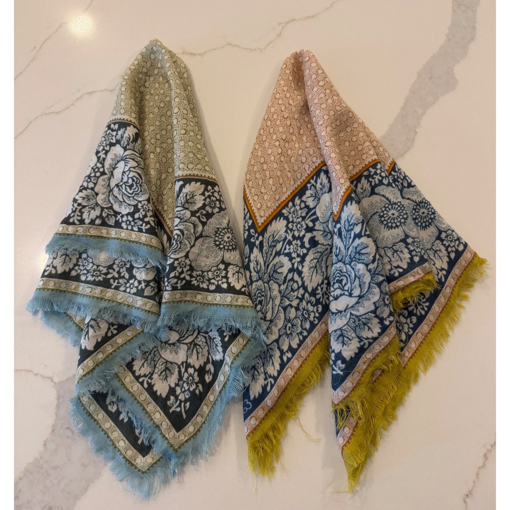 Set of 2 Tommy Bahama Vintage Floral Wool Bandana, Scarf